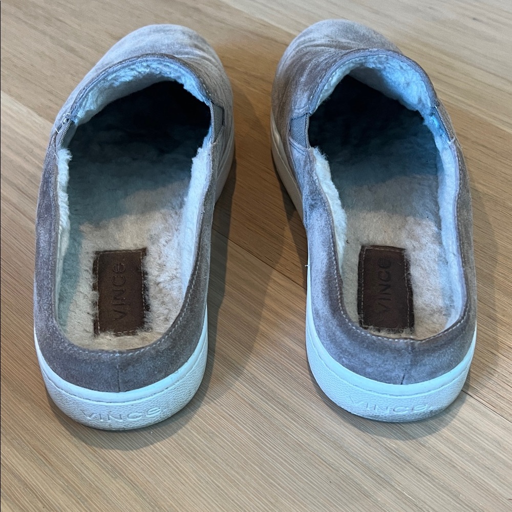 Women’s Suede Slip-On Mules - Grayge suede & shearling inside size 7.5 - Picture 4 of 8